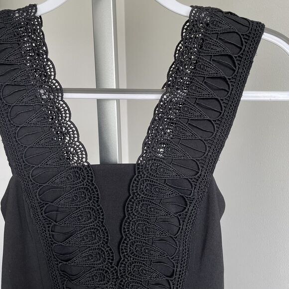 Lulu's Black Crotchet Trim bodycon Cocktail Dress Size XS - Picture 3 of 12